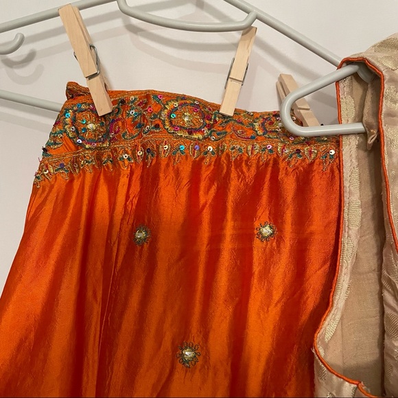 Orange Salwar Kameez Indian 3-Piece Set – Punjab/Pakistan Style - Picture 10 of 10